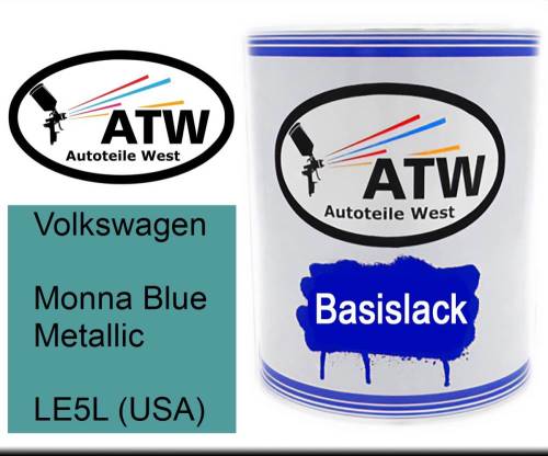 Volkswagen, Monna Blue Metallic, LE5L (USA): 1L Lackdose, von ATW Autoteile West.